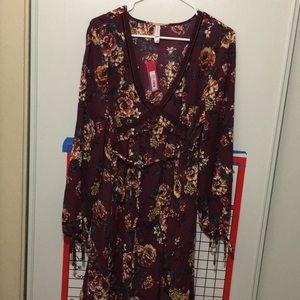Xhilaration Burgundy Floral Dress